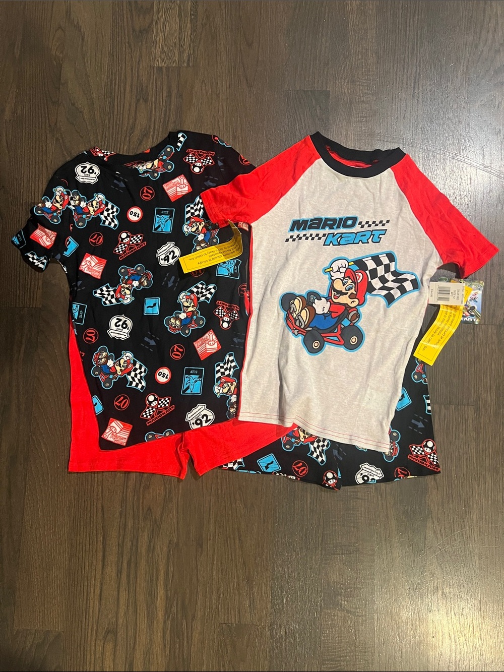 Boys Mario Kart 4 piece Pajama set with 2 tee shirts and 2 shorts in S- 12 #NWT